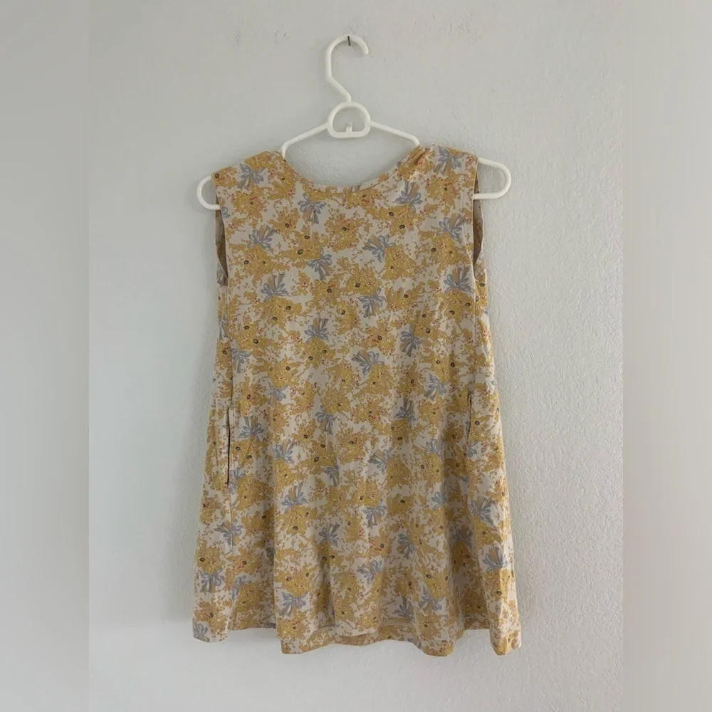 Uniqlo Kids Floral Bow Sleeveless Tunic Dress With Pockets